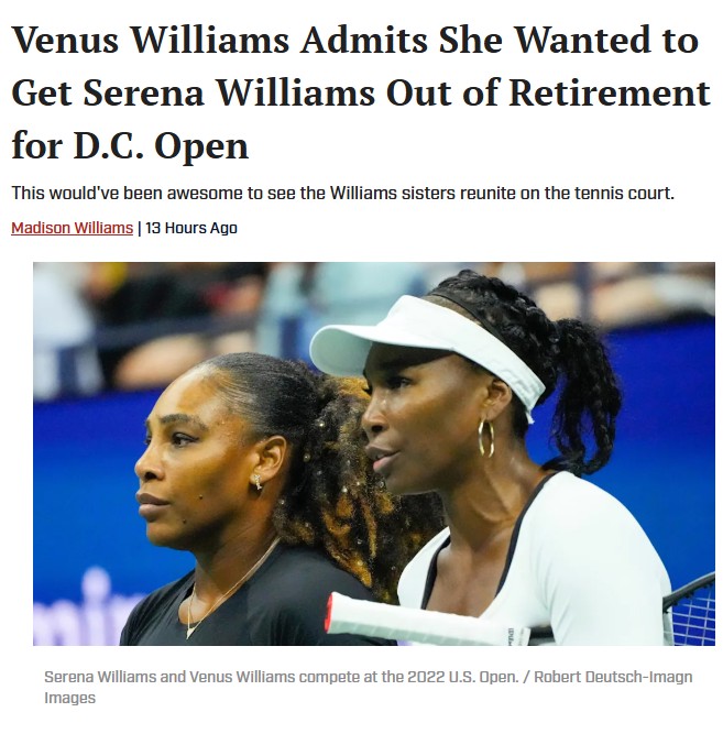 Venus Misses Queen Serena at D.C. Open