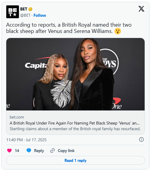 Royal Family in Hot Water Over ‘Venus & Serena’ Sheep