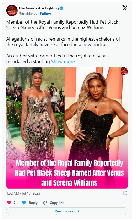 Royal Family in Hot Water Over ‘Venus & Serena’ Sheep
