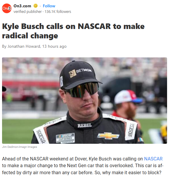 Rowdy Wants NASCAR to Ditch Rearview Cams