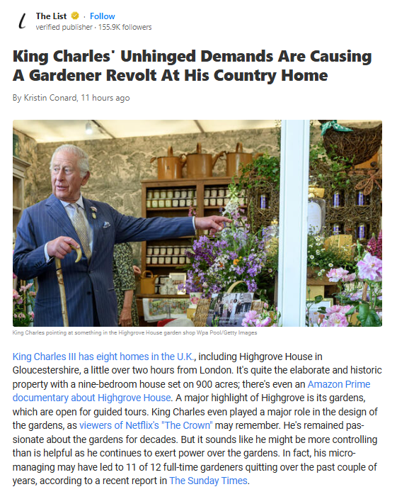 King Charles’ Garden Drama Is Wild