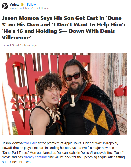 Jason Momoa’s Son Lands ‘Dune 3’ Role! 🌟