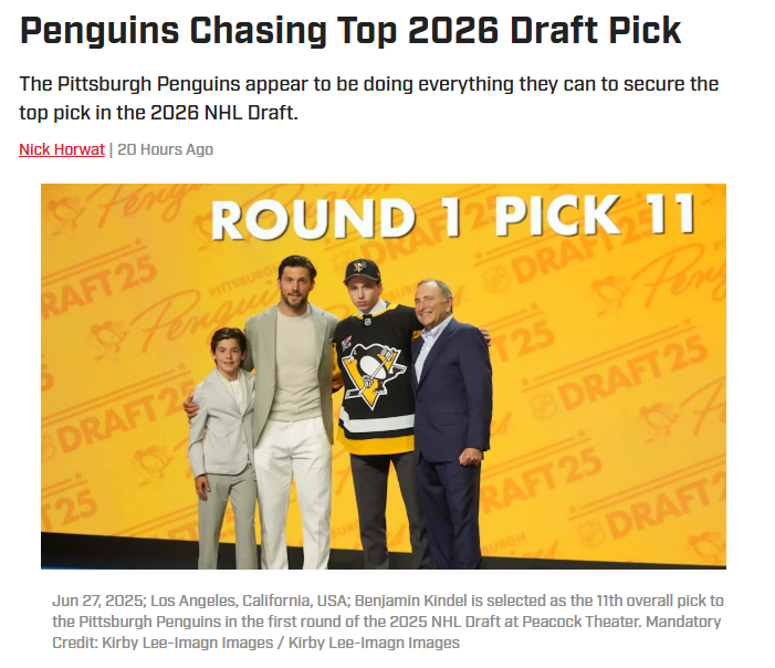 Are the Pens Tanking for McKenna?