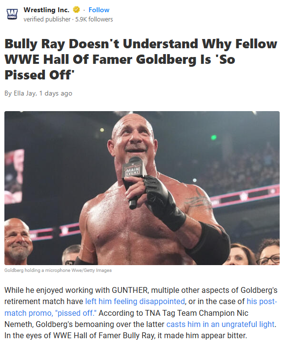Why Is Goldberg So Heated After SNME?