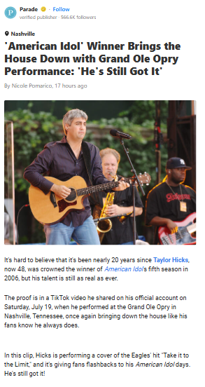 Taylor Hicks Opry Comeback Shocks Fans 🎤