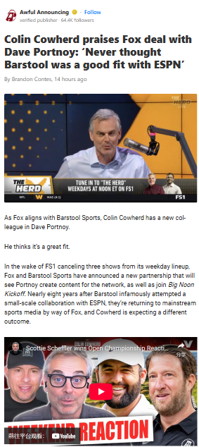 Portnoy Joins Fox: Barstool Finally Finds Its Match?