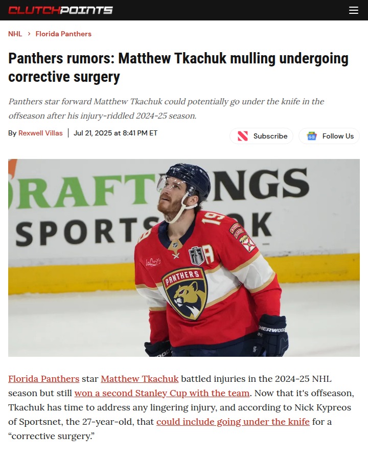 Tkachuk’s Grit: Offseason Surgery Ahead?