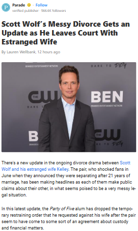 Scott Wolf’s Divorce Drama Takes a Turn
