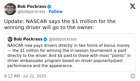 NASCAR’s $1M Twist: Drivers or Owners Win?