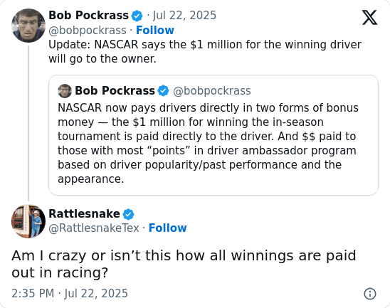 NASCAR’s $1M Twist: Drivers or Owners Win?