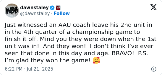 Staley Praises Bold AAU Coaching Move