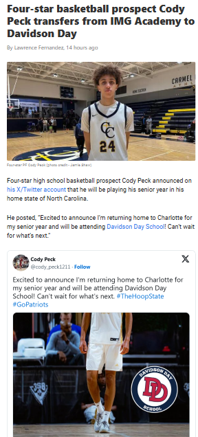 Cody Peck’s Big Homecoming Move