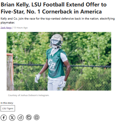 Bayou Bengals Eye Top CB: Dobson Watch