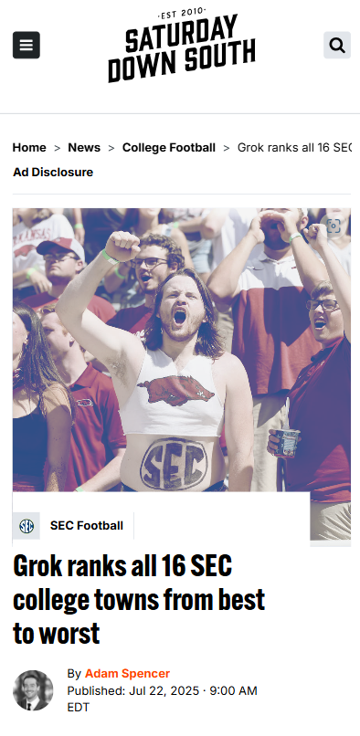 Grok’s Hot Take: SEC Towns Ranked!