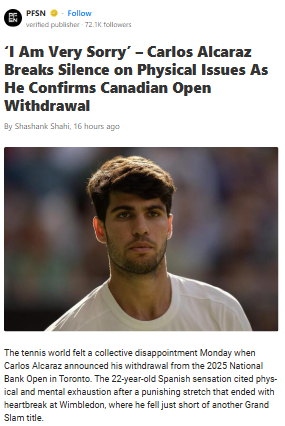 Alcaraz Pulls Out—Toronto Takes Another Hit