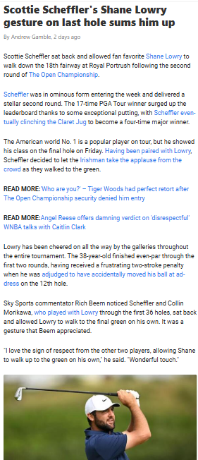 Scheffler’s Classy Move for Lowry at The Open
