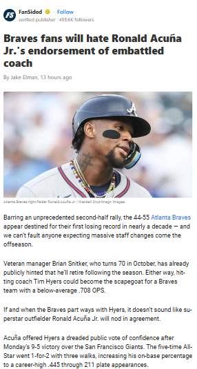 Acuña Backs Hyers—Should Braves Fans Worry?