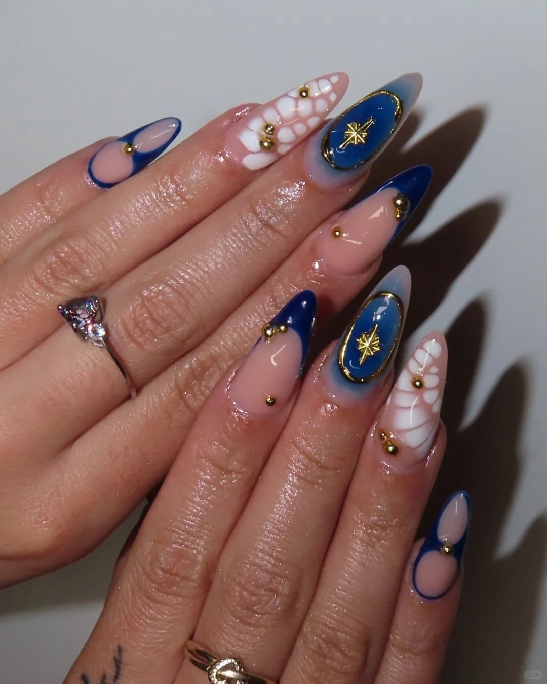 Celestial manicure inspo: sun, moon, and stars🌞🌛⭐️