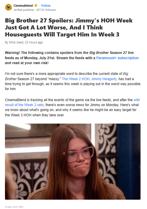 Jimmy’s HOH Trainwreck: Is He Toast Next Week?