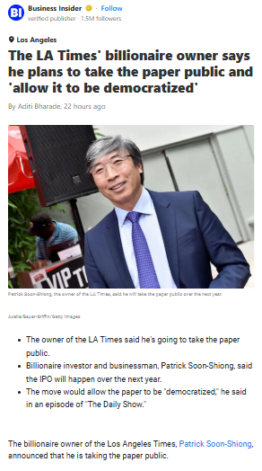 LA Times Going Public—What’s That Mean?