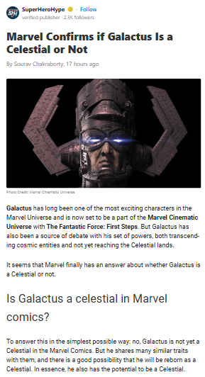 Galactus: Not a Celestial?! 🤯