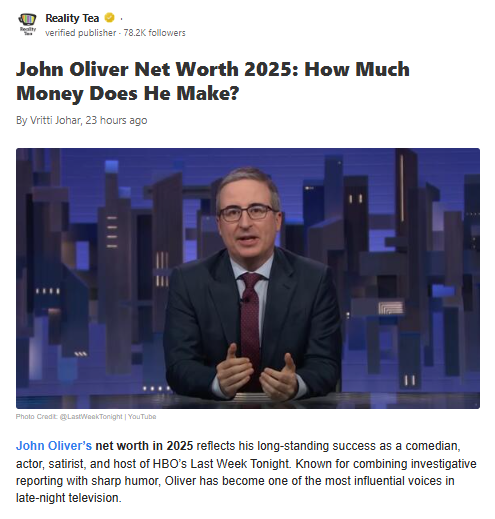 How John Oliver Makes $1M Per Episode