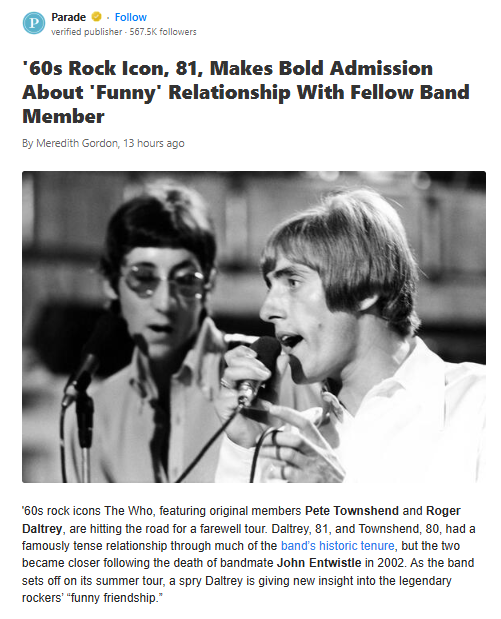 Daltrey Spills on 'Funny' Who Friendship 😂