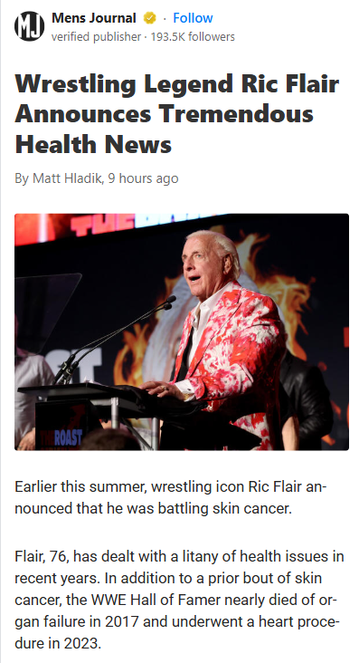 Ric Flair Just Dropped Huge Health News