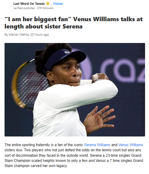 Venus Gets Real on Serena’s Retirement