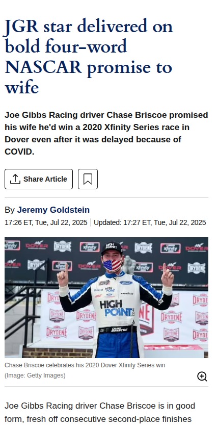 Briscoe’s Bold Promise Pays Off at Dover