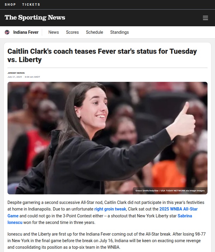 Will Clark Suit Up vs. Liberty After Injury?
