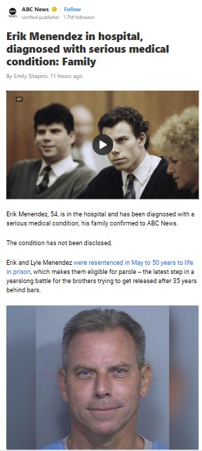 Erik Menendez Hospitalized—What’s Next?