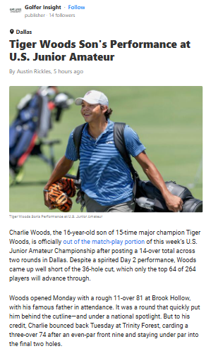 Charlie Woods Shows Grit at U.S. Junior Am