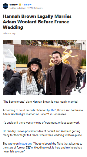 Hannah Brown’s Secret “I Do” Before France!