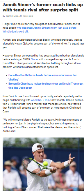 Rune Snags Sinner’s Ex-Coach: Game Changer?