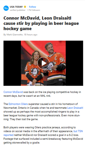 McDavid & Draisaitl Shock Beer League Crowd