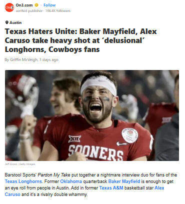 Mayfield & Caruso Roast Longhorns, Cowboys