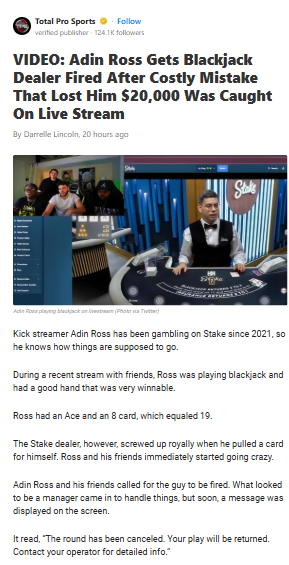 Adin Ross’s $20K Blackjack Meltdown