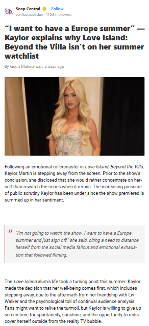 Kaylor Swerves Love Island Drama for Europe 🌍