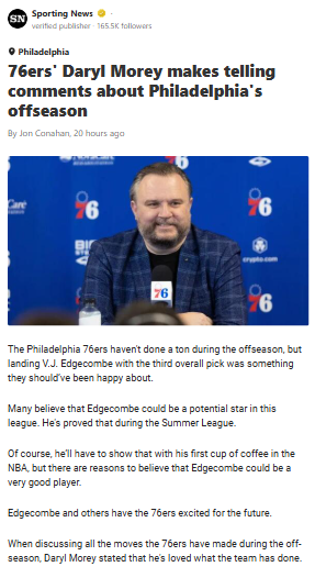 Edgecombe Era: Sixers’ Youth Movement Begins