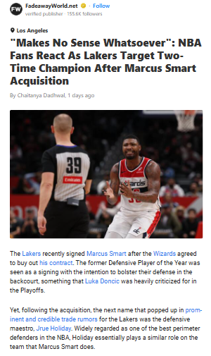 Lakers Eyeing Jrue After Smart? Why Bother?