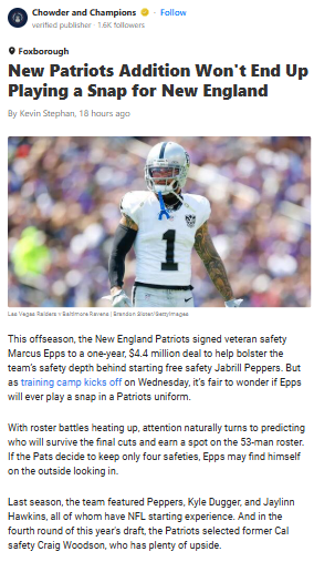 Will Marcus Epps Even Suit Up for the Pats?