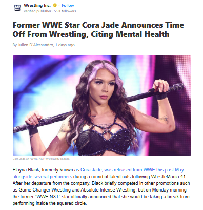 Cora Jade Steps Away: Mental Health First