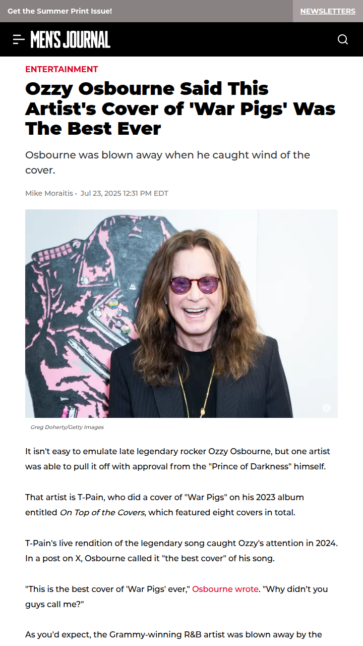 Ozzy Crowns T-Pain’s ‘War Pigs’ Cover 👑
