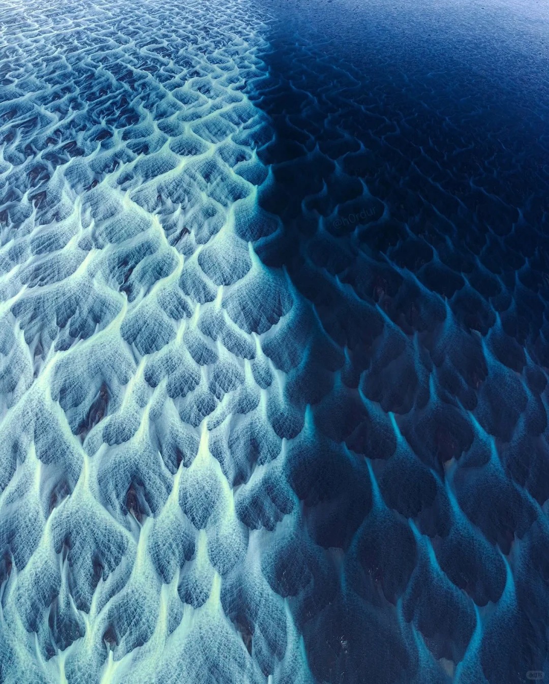 Icelandic rivers resemble braids on the surface.