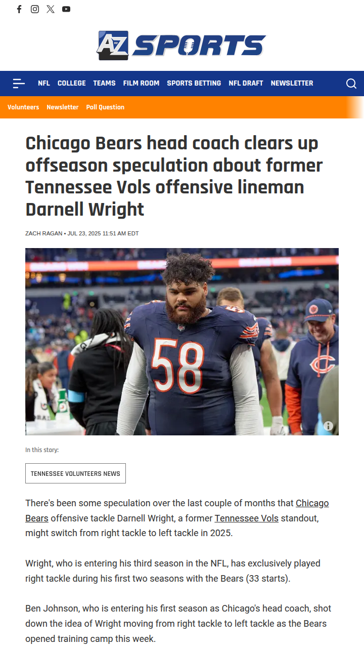 Darnell Wright Staying Put at RT—for Now