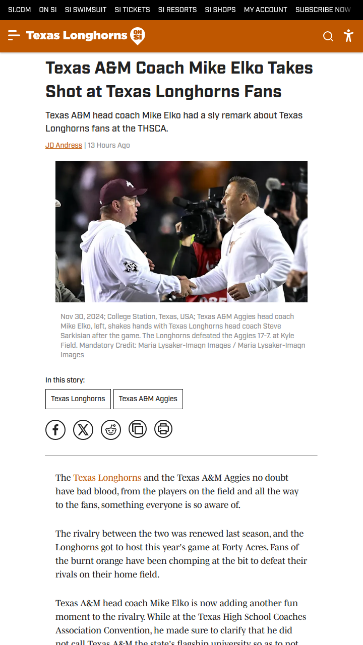 Elko Stirs the Pot with Longhorns Fans