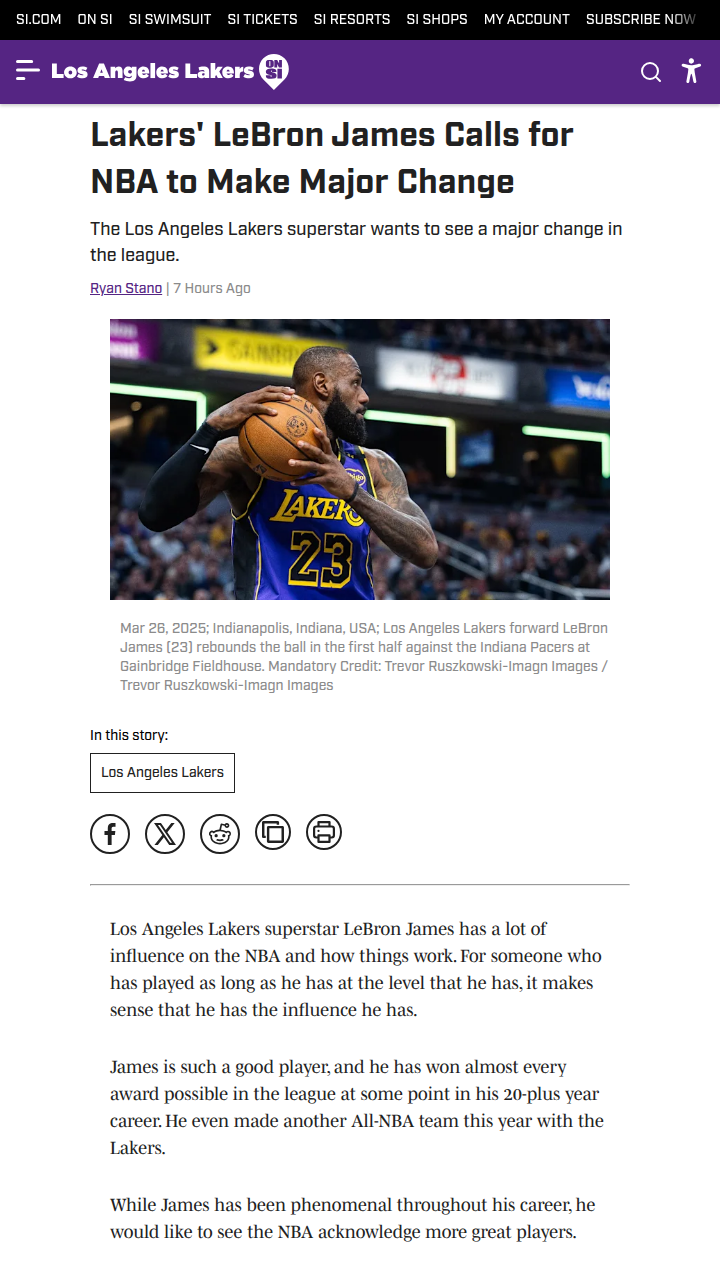 King James Wants New NBA Award?
