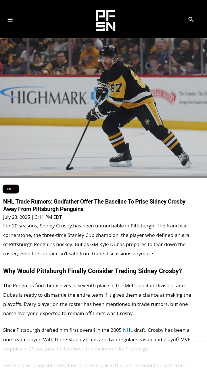Could Sid the Kid Really Leave the Pens?