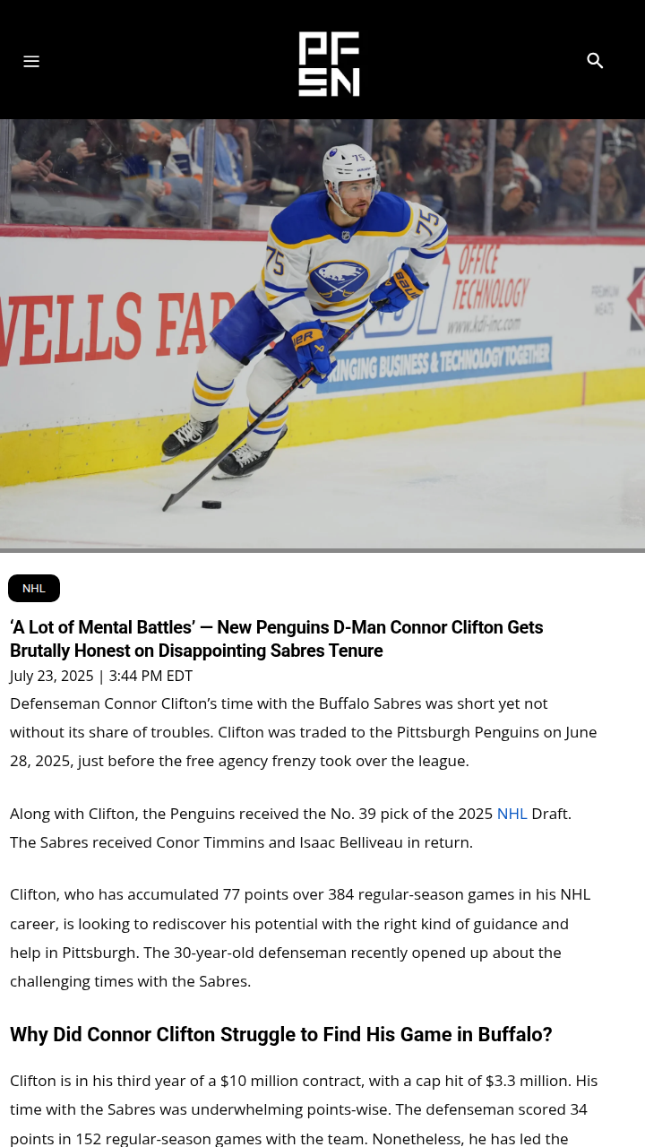 Cliffy Hockey’s Fresh Start in the Burgh